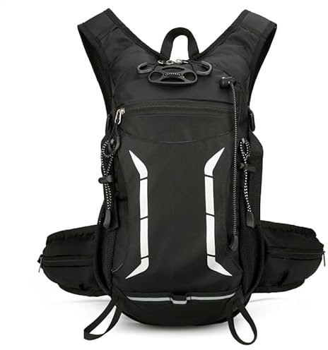 Huzbuz Fahrradrucksack,Laufrucksack,MTB Rucksack für Damen und Herren,Ultraleicht MTB Backpack mit Thermofach,Helmüberzug und Imprägnierung zum Radfahren,Klettern,Skifahren und Laufen(Schwarz)