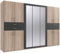 Lomadox Kleiderschrank mit Spiegel, 313 cm breit Garderobenschrank Wardrobe Schlafzimmerschrank Schrank modern in Eiche sägerau mit Graphit
