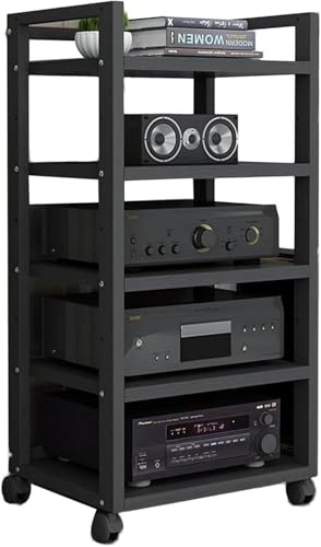 Druckertisch Mit Rollen Druckerregal HiFi-Rack 5-stufige Audio/Video-Medienständer HiFi-Audioschrank Leicht Zu Bewegen Tv Stand Cabinet Plattenspieler Schrank Verstärker-Rack(Style 4,50x40x100cm)