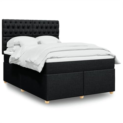 qohoio Boxspringbett mit Matratze Schwarz 160x200 cm Bett Boxspringbett Schlafzimmer MöBel Betten Bett Mit Matratze Stoff - 3293640
