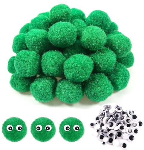 TOAOB - 50 pompon creativi per il tempo libero, 3 cm, grandi pompom morbidi con 100 occhi mobili per fai da te, forniture decorative, cucito, ghirlande di progetti e artigianato