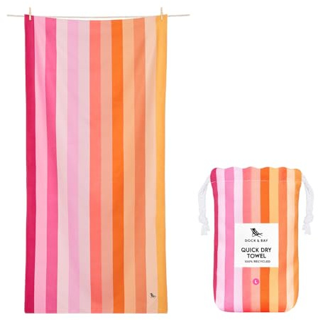 Dock & Bay Quick Drying Towel - for Sports & Gym - Compact, Lightweight - 100% Recycled - Includes Bag - Summer - Miami Sorbet, Extra Large (200x90cm, 78x35)