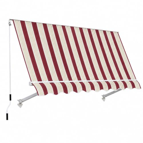 Paluplus Tenda da Sole a Caduta, Misura 300x250 cm, Senza Cassone con braccio avvolgibile e Braccetti Fermatenda, Telo Resistente 280 g/m², per Balcone e Terrazzo -3900F (Bordeaux e Crema)