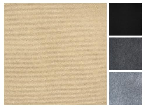 Vieshful 20 Stück Selbstklebende Teppichfliesen 50x50 cm Beigebraun | Zuschneidbare Nadelfilz-Fliesen für Wohnbereich, Büro und Küche, 20 Stück pro Box, Fläche 5 m²