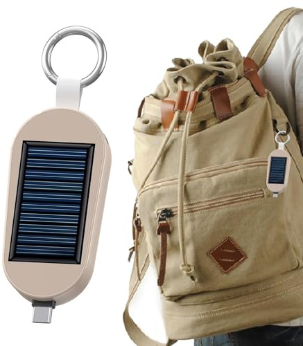 Solar Powers Bank Keychain, Powered Phone Charger Keychain, Backup Powers Solar Charger, Cellphone Tablet Electronic Devices Carabiner Portable Chargers