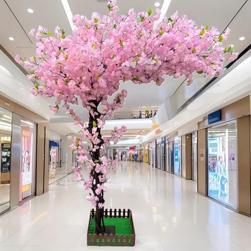 Albero di ciliegio artificiale in fiore di ciliegio bianco, foglie realistiche per interni ed esterni, decorazione per casa e ufficio, steli in vero legno, perfetto per feste, matrimoni - Premium