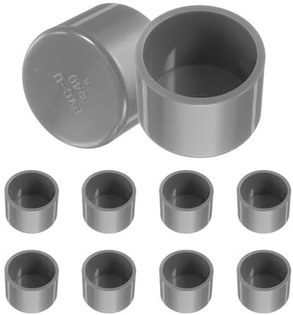QUARKZMAN 10Pcs PVC Tubo Extremo Tapa Accesorio, 40mm/1,57 ID Muebles Grado Tubo Extremo Tapa Tapón Adaptador Tubería Tapón Enchufe Alcantarillado Desagüe Tubería, Gris