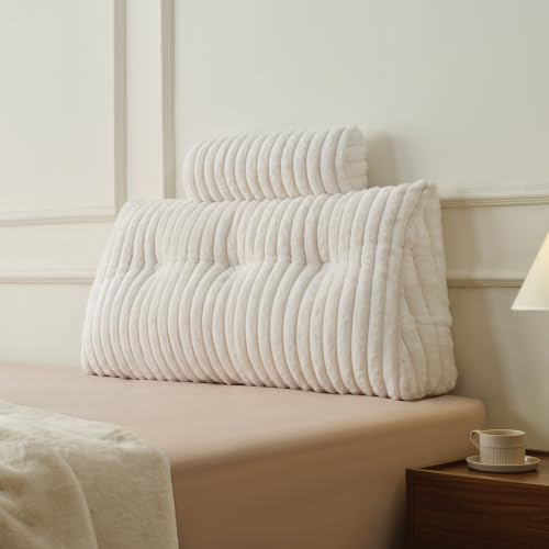 Z-hom Wedge Pillow Support Cushion, Triangular Rest Reading Pillow, Lumbar Support Cushion Waist Backrest - Backrest Positioning Support Large Pillow, White, 100cm