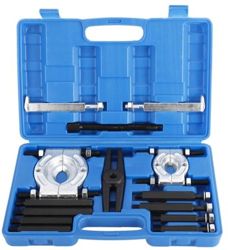 FreeTec 14-delad lageravdragare & lageravskiljarsats – avdragare set med 50 mm (2 tum) & 75 mm (2 tum) lageravdelare, 5 ton dragkraft, Yoke, förlängningsskruvar – för lager, kugghjul, remskivor och