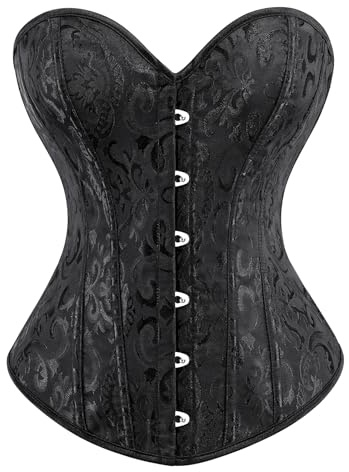 WERFORU Bustier Corset Tops for Women Satin Waist Cincher Overbust Bustiers Costume Corset