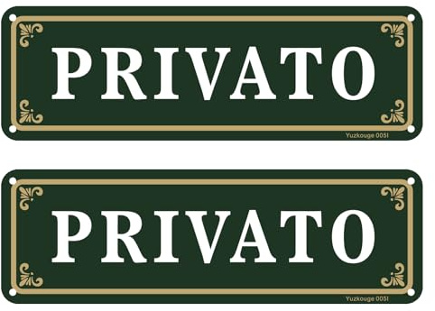 Cartello privato in alluminio, 2 pezzi, 25 x 8 cm, Cartelli da Giardino, facile da installare, resistente ai raggi UV, resistente alle intemperie, per uso interno o esterno