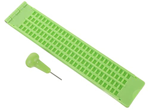 DECORNIJIA Tavoletta di Scrittura Braille Set 1 in Plastica Leggera 4 Righe e 28 Celle Facile da Usare Stilo per Braille per Non Vedenti