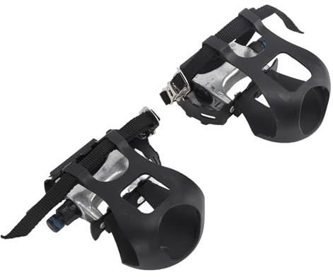 Luocute 1 par Motionscykelpedaler, Cykelpedaler i Aluminiumlegering med Tåklämmor och Remmar, för Mountain Road Spins Ersättning Av Motionscykel Inomhus 9/16