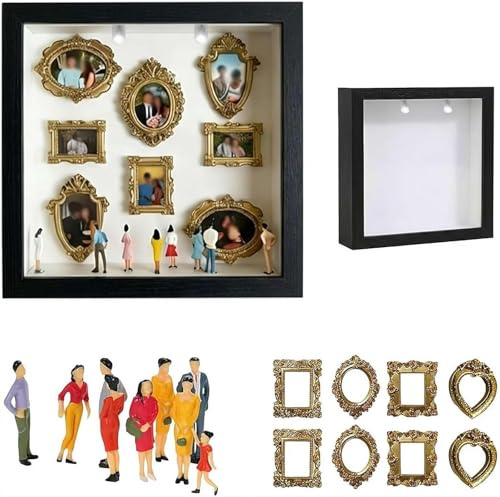Mini Museum Silhouette Box, kit creativo con mini figure cornice oro, celebrare i tuoi ricordi unici con stile, un regalo significativo per San Valentino
