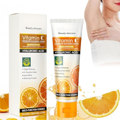 Crema sbiancante sotto le braccia, vitamina C ntim sbiancante crema, idratante e delicato sulla pelle, lozione per il corpo schiarente per collo, ginocchia gomiti, cosce, donne e uomini