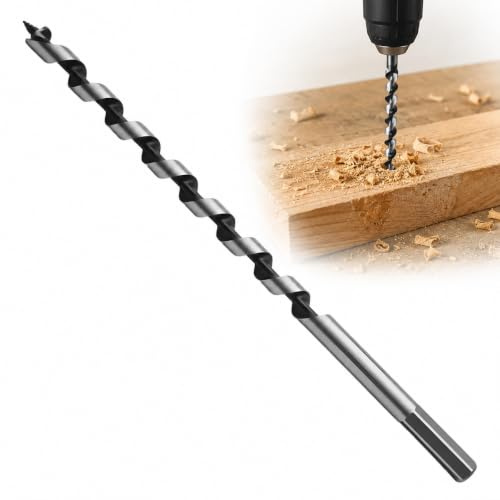 Extra Long Wood Auger Drill Bit with Hex Shank, 12mm x 460mm High Carbon Steel Spiral Drill Bit, Fast Chip Removal Woodworking Tool for Softwood Hardwood MDF Plastic DIY Carpentry
