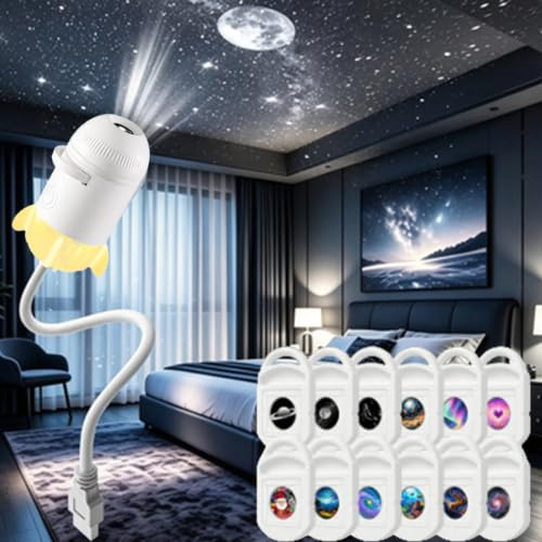 Uuxkgu Proiettore Di Luce Notturna 2 In 1,proiettore Cielo Stellato Usb,galaxy Projector,2-in-1 Starry Sky Projector,Lampada A LED Orientabile A 360°, Per Decorare Il Soffitto(12pcs)