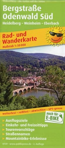 Publicpress Rad- und Wanderkarte Bergstraße Odenwald Süd, Heidelberg, Weinheim, Eberbach 1:50.000: Rad- und Wanderkarte mit Ausflugszielen, Einkehr- & ... 1:50000 (Rad- und Wanderkarte: RuWK)