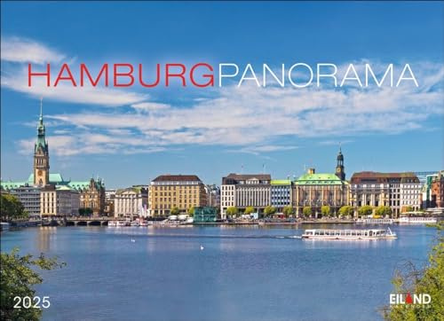 Hamburg Panorama Postkartenkalender 2025: Reise-Kalender mit 12 atemberaubenden Postkarten der Hansestadt. Städte-Kalender 2025. 23 x 17 cm. Querformat. (Postkartenkalender Eiland)