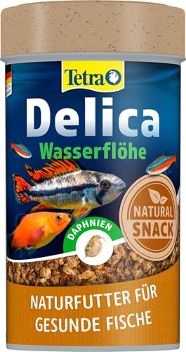 Tetra Delica Daphnia naturfoder – 100% soltorkad vattenloppa, naturliga snacks för prydnadsfisk, 100 ml burk