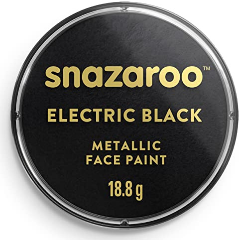 Snazaroo 1118110 Schminkfarbe - Metall Schwarz, 18ml Topf - hautfreundliche Gesichtschminke auf Wasserbasis, wasservermalbar, parabenfrei, Face & Bodypaint Farbe für Kinder & Erwachsene