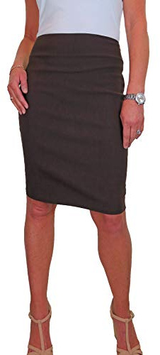 icecoolfashion Allungare Bodycon Gonna a Matita sopra Il Ginocchio Marrone 38-52 (48)