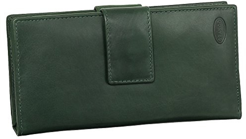 Ledershop24 Luxus Leder Damen Geldbörse Portemonnaie Geldbeutel XXXL mit Reißverschluss 18,5 cm Farbe Grün