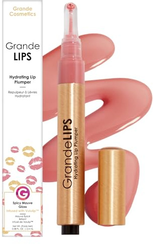 Grande Cosmetics GrandeLIPS Hydrating Lip Plumper Gloss - for Fuller-Looking, Hydrated Lips - Spicy Mauve (0.084 oz)