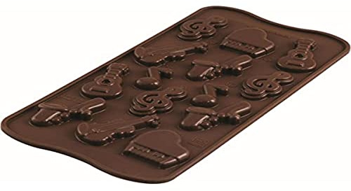 silikomart | SCG43 Moule en Silicone pour Chocolats CHOCO MELODY, antiadhésif, Pack de 1 Moule pour Bonbons, Easy Choc, Ø 36 mm, h 24 mm, Volume 70 ml, Made in Italy