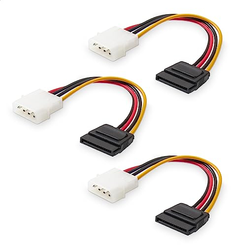 Cable Matters 3-Pack 4 Pin Molex to SATA Power Cable (SATA to Molex) - 15cm