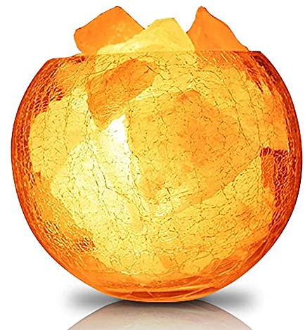 CHHSY Sculpté à La Main Naturel De L'Himalaya Cristal Sel Rock Lampe, Lampe De Sel De L'Himalaya avec Gradateur Cordon, Cristaux De Sel Pur dans Un Bol Artisanal Et Lumineux Artisan