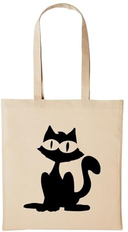 Huuraa Baumwollbeutel Katze Geschenk Einkaufstasche Natural 10 Liter Baumwolle Katze Accessoire