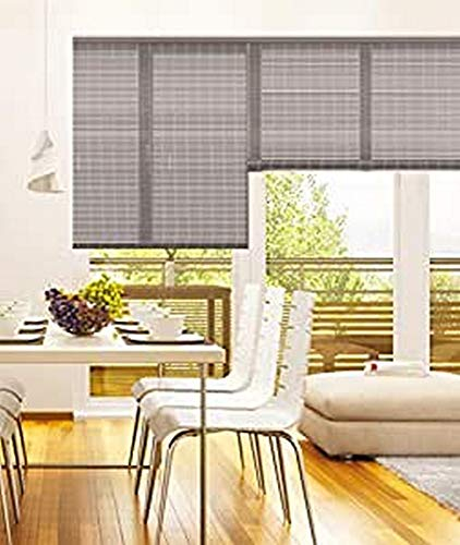 MADECOSTORE Store Enrouleur Roll'Up Bambou - Gris - L103 x H180cm - Fixation Avec perçage - Store Bois