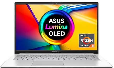 ASUS Vivobook Go 15 OLED Ordinateur Portable, écran OLED 15,6, Full HD 16:9, AMD Ryzen 5 7520U, 16 Go de RAM, SSD 512 Go, AMD Radeon, Windows 11, Clavier QWERTZ, Argent Frais