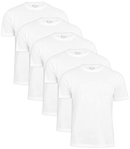 Herren T-Shirt Basic O-Neck Tee, (5 Stück) Rundhalsausschnitt, Einfarbig in Weiss, Gr. M