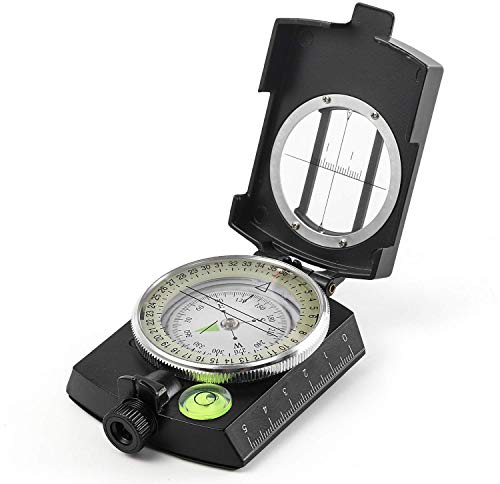 Eyeskey Tactical Survival Compass with Lanyard & Pouch | Waterproof & Impact Resistant | Lensatic Sighting Compass for Hiking (Black)