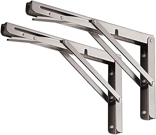 YUMORE Supports d’Étagère Pliables 500mm Équerre Pliante Inox Robustes