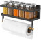 ARVINKEY Gewürzregal Magnetische Regal, Faltbare Kühlschrank Magnetische Gewürzhalter, Wandmontierter Gewürzorganisator Hängende Gewürzständer mit Papierhandtuchhalter Roll&Haken