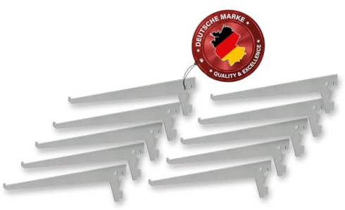 siwitec Einlochträger 150x50mm Regalhalter einreihig Stahl Set silber 10er | wählbare Trägerlänge von 150 bis 500 mm, geeignet für Holz-, Glas- oder Mehrzweckböden, für jeden Raum nutzbar