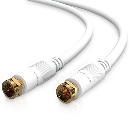 conecto Antennenkabel SAT Kabel Koaxialkabel Satellitenkabel TV 0,50m doppelt geschirmt F-Stecker, für HDTV, Receiver, Satellit, Internet, DAB, Radio, weiß