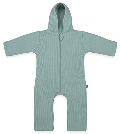 emma & noah Overall Baby, Mitwachsend, Baby Anzug mit Kapuze, Umschlagbare Beine und Ärmel, Wattiert und Gefüttert, Weich und Warm, Ideal für Herbst, Winter und Frühling (Essential Mint, 62/68 cm)