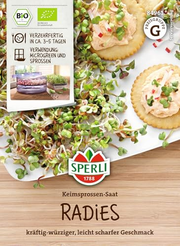 Sperli Keimsprossen Saat Radies 84961, Keimsprossensaat | Schnelle Ernte in 3–5 Tagen, für Microgreens & Küche, ganzjährig anbaubar, ca. 50 g