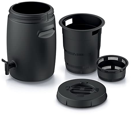 Kreher Komposter zur Herstellung von natürlichem Dünger! Ausgestattet mit einem Einsatz, Filter und einem Spender. Fassungsvermögen 25 Liter in Schwarz!