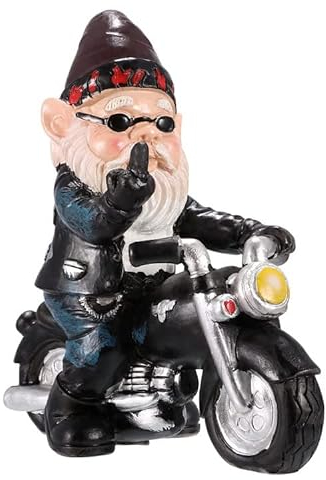 Guidre Enanos Jardin, Adornos de Jardin Gnomo,3D de gnomo de jardín,Decoracion Jardin Exterior Figuras, Estatuas Decorativas de Resina Exterior o Interior, Adornos Originales Casa(Ride)