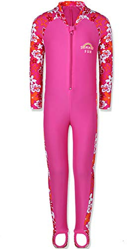 HUAANIUE Filles Enfants Maillot de Bain 1 Pièce Anti-UV UPF 50+ Enfants Filles Maillot de Bain de Protection Complet Zippé à Manches Longues et Patalon Long 1 An-10 Ans (S243-Rose Vif, 2-3 Ans)