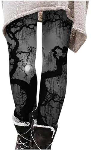 YCBMINGCAN Modische und Bequeme Slim-Fit-Halloween-Fledermaus-Print-Freizeithosen-Leggings für Damen