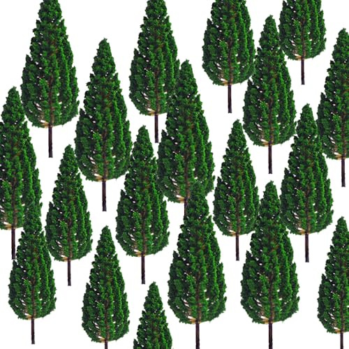 Gativs Modellbau Bäume 24 Stück Modell Eisenbahn Landschaft Landschaft Modell Bäume Miniatur Zug Bäume Kunststoff Modell Bäume Mixed Bäume Modellbau für DIY Landschaft Gartendeko (7.5CM-9.5CM)