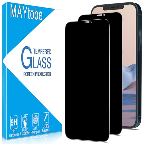 MAYtobe 2 Stück Panzer Sichtschutz Glas für iPhone 12 Pro Max Folie | Volle Abdeckung Displayschutzfolie, Anti Spy, 9H Härte, Anti-Kratzen, Privacy Screen Protector