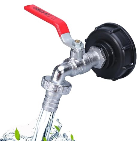 IBC Tank Auslaufhahn, IBC Wassertank Adapter,1/2 Gartenschlauch Schlauchanschluss Hahn Zubehör für IBC Container 1000L, Regenwassertank Auslauf Verbinder
