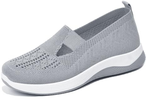 Women's Comfort Walking Shoes, Woven Lightweight Breathable Orthopedic Sneakers with Soft Sole, Arch Support and Stretch Fit